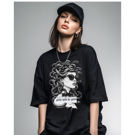 Medusa Girls Will Be Girls Tee – Feminist Greek Mythology Graphic Shirt